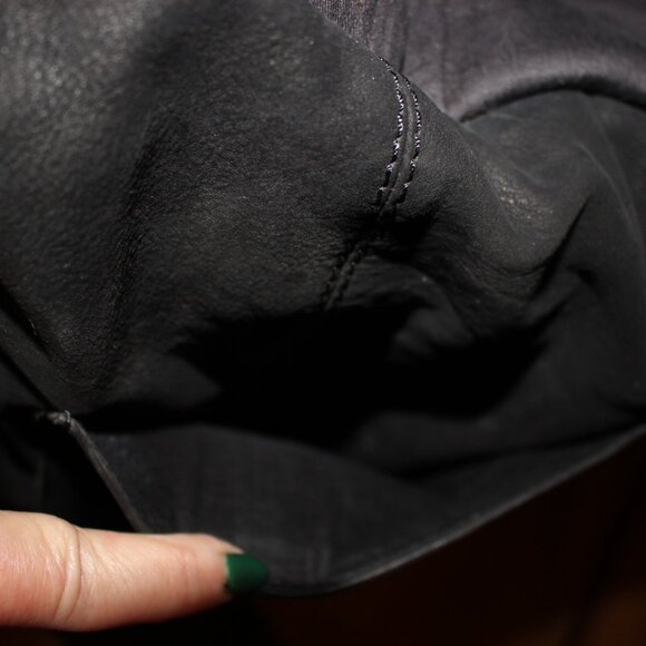 AllSaints Thorpe Messenger Bag Black Suede & Leather XL Orig $499 Excellent - Picture 4 of 13